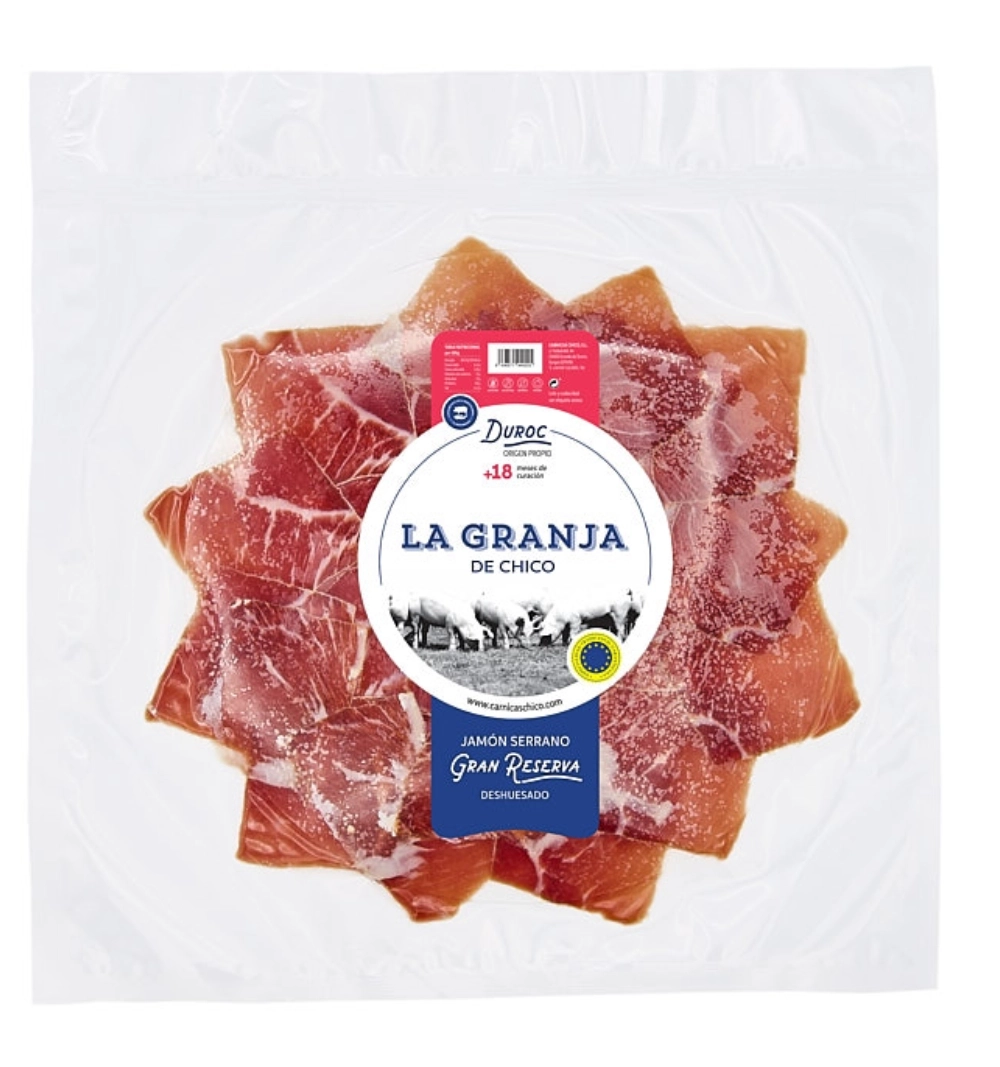 JAMÓN SERRANO DUROC GRAN RESERVA LA GRANJA DE CHICO (100g) JAMÓN SERRANO DUROC GRAN RESERVA LA GRANJA DE CHICO (100g)